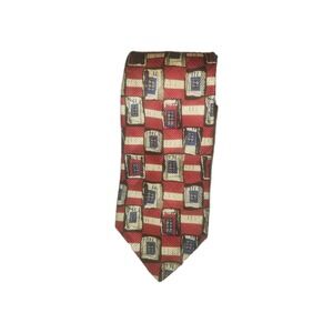 Robert Talbott Studio Parisian Mens Silk Necktie Red Geometric Abstract Wide 58"
